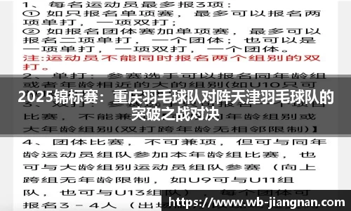 2025锦标赛：重庆羽毛球队对阵天津羽毛球队的突破之战对决